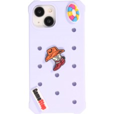 Coque iPhone 14 - Case épais en silicone avec des trous pour les stickers à fixer - Bleu clair