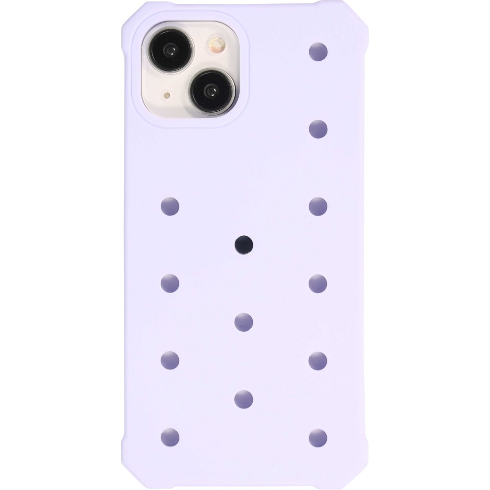 Coque iPhone 14 - Case épais en silicone avec des trous pour les stickers à fixer - Bleu clair