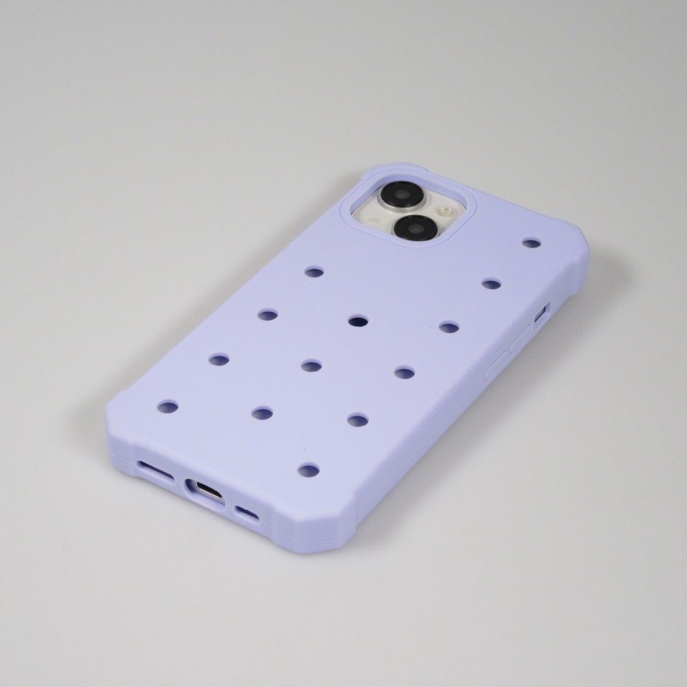 Coque iPhone 14 - Case épais en silicone avec des trous pour les stickers à fixer - Bleu clair