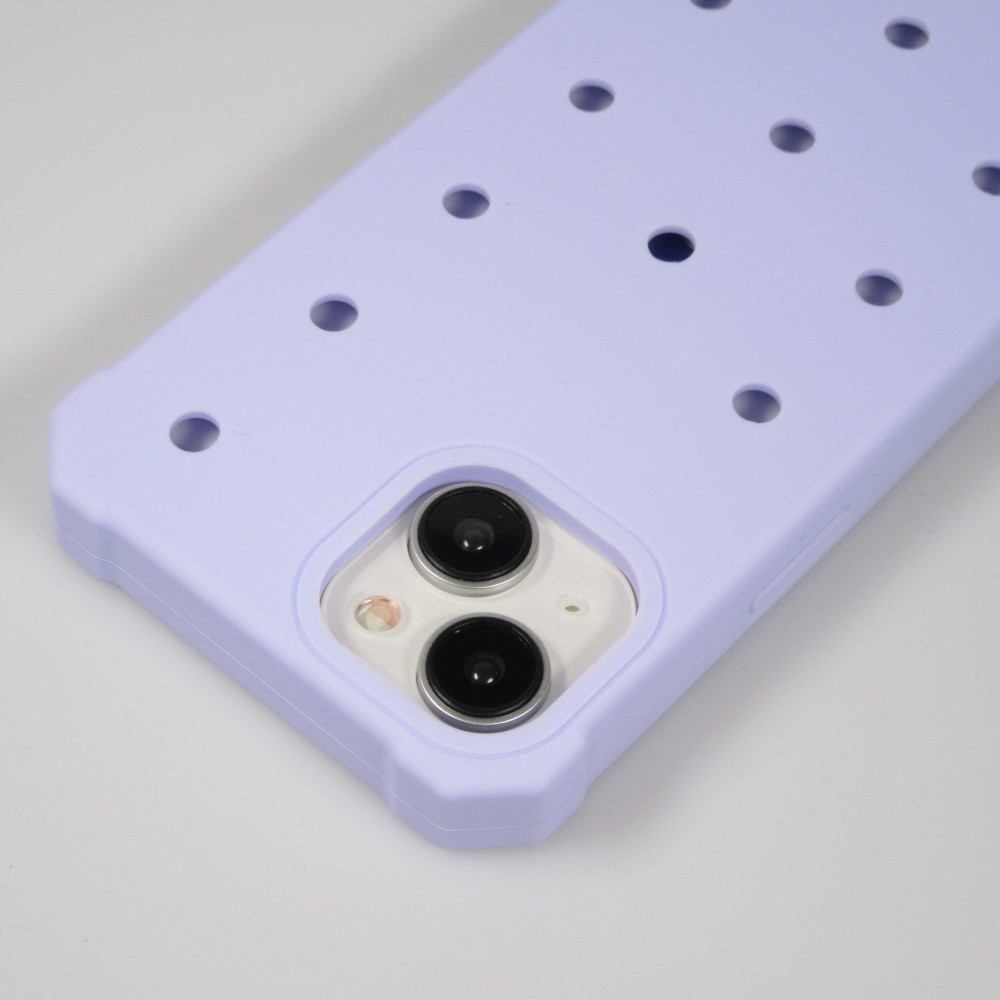 Coque iPhone 14 - Case épais en silicone avec des trous pour les stickers à fixer - Bleu clair