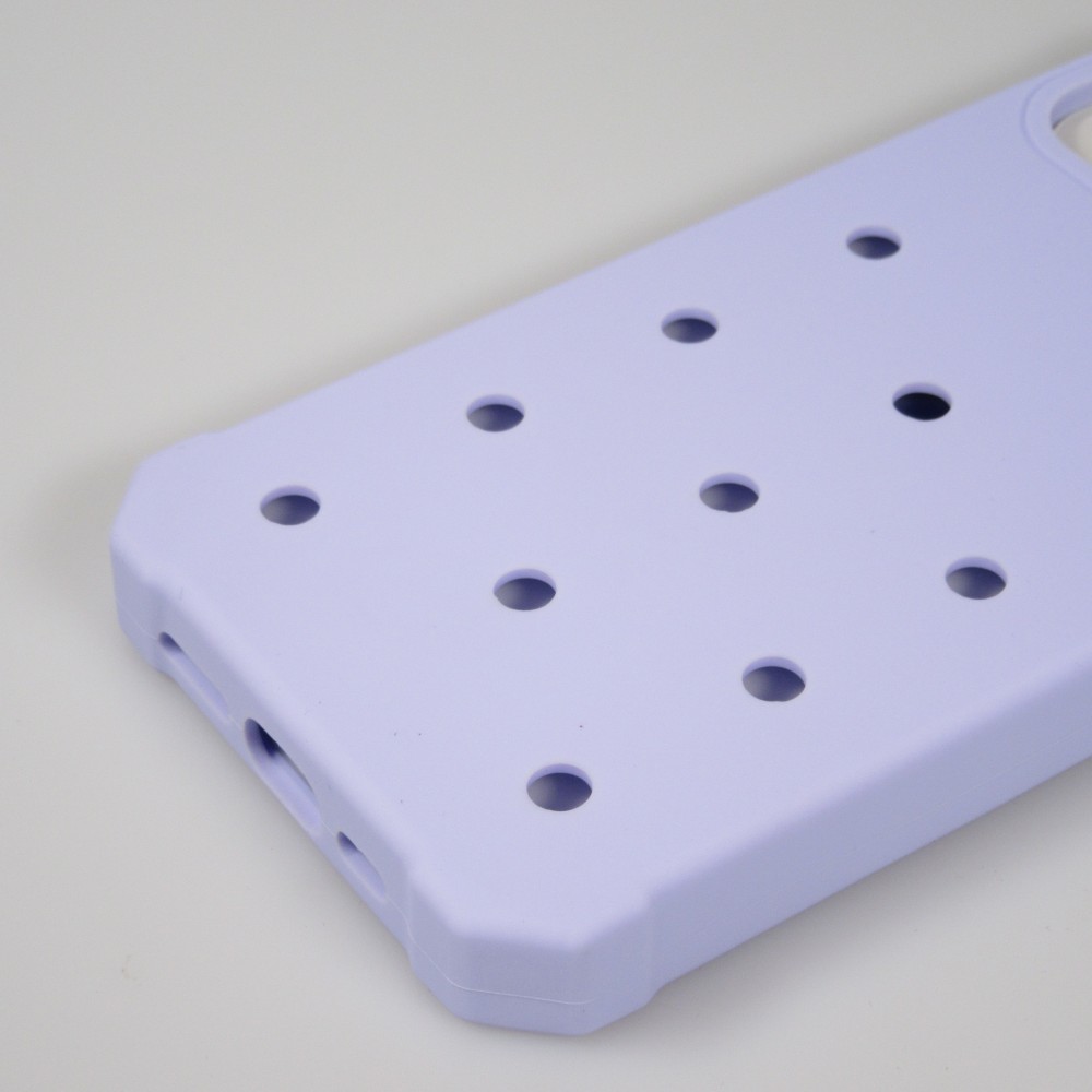 Coque iPhone 14 - Case épais en silicone avec des trous pour les stickers à fixer - Bleu clair