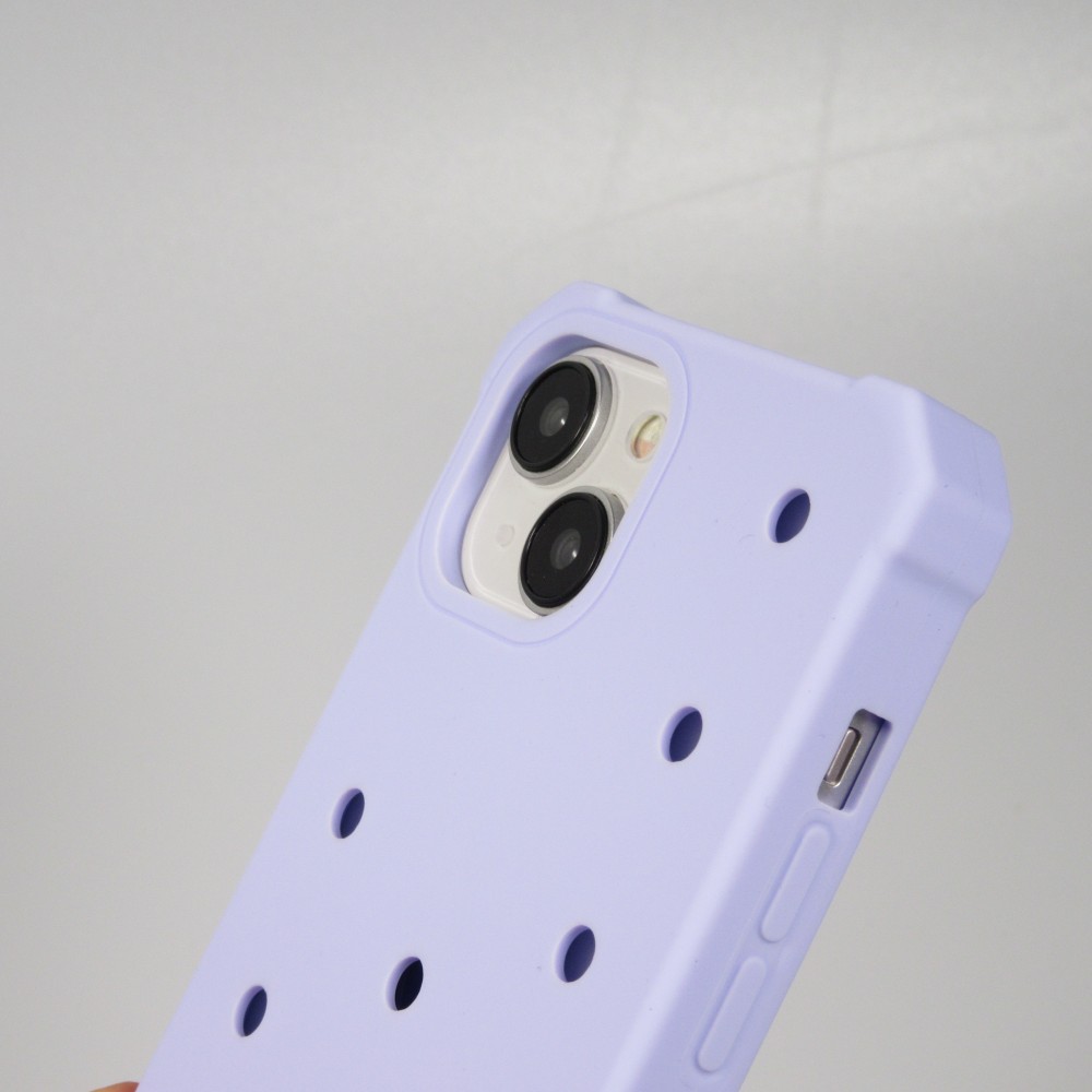 Coque iPhone 14 - Case épais en silicone avec des trous pour les stickers à fixer - Bleu clair