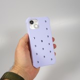 Coque iPhone 14 - Case épais en silicone avec des trous pour les stickers à fixer - Bleu clair