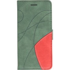 Coque iPhone 15 Plus - Flip classical elegant fine lines - Vert