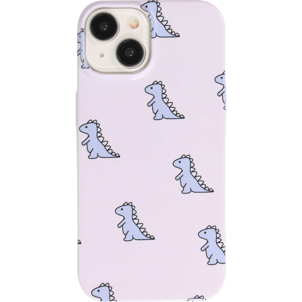 Coque iPhone 15 - Plastique glossy petit dinosaure - Violet clair