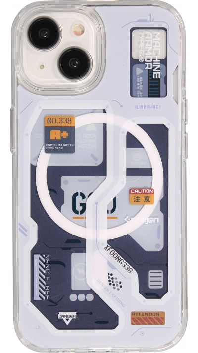 Coque iPhone 15 - Gel silicone Machine Armor Type-G20 MagSafe - Bleu clair