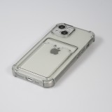 Coque iPhone 13 - Gel silicone bumper super flexible avec porte-carte transparent - Gris