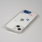 Coque iPhone 14 - Gel silicone rigide avec MagSafe rose bleue - Transparent