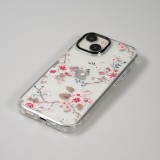 Coque iPhone 15 - Gel silicone rigide avec coins renforcés cerisier en fleur - Transparent