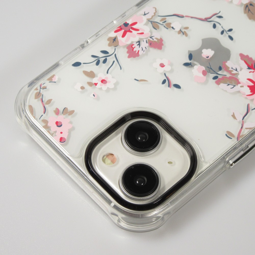 Coque iPhone 15 - Gel silicone rigide avec coins renforcés cerisier en fleur - Transparent