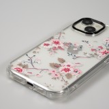 Coque iPhone 15 - Gel silicone rigide avec coins renforcés cerisier en fleur - Transparent