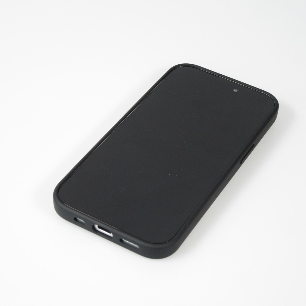 Coque iPhone 15 - Gel silicone souple - Rainbow in the clouds - Noir