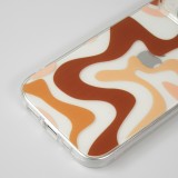 Coque iPhone 14 - Gel silicone vagues colorées - Café Mocha