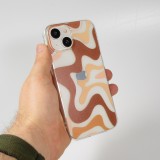 Coque iPhone 14 - Gel silicone vagues colorées - Café Mocha
