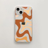 Coque iPhone 14 - Gel silicone vagues colorées - Café Mocha