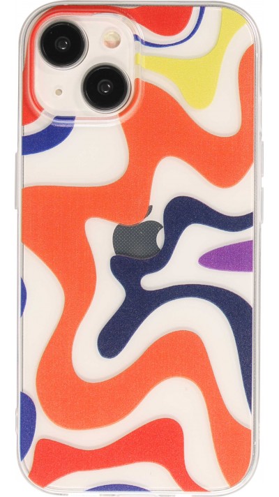 Coque iPhone 14 - Gel silicone vagues colorées - Margarita