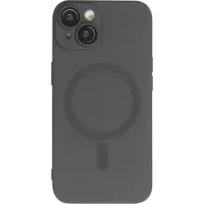 iPhone 14 Case Hülle - Gummi weich mit Kameraschutzglas MagSafe - Schwarz