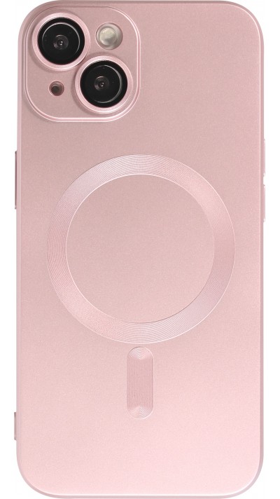 Coque iPhone 15 Plus - Gel souple avec vitre de protection caméra MagSafe - Rose