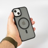 Coque iPhone 14 - Jelly cover glass semi-transparente MagSafe - Black