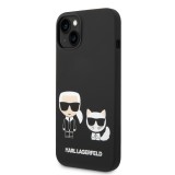 iPhone 14 Case Hülle - Karl Lagerfeld und Choupette Duo Soft-Touch-Silikon - Schwarz