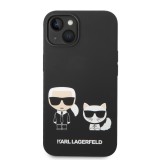 iPhone 14 Case Hülle - Karl Lagerfeld und Choupette Duo Soft-Touch-Silikon - Schwarz