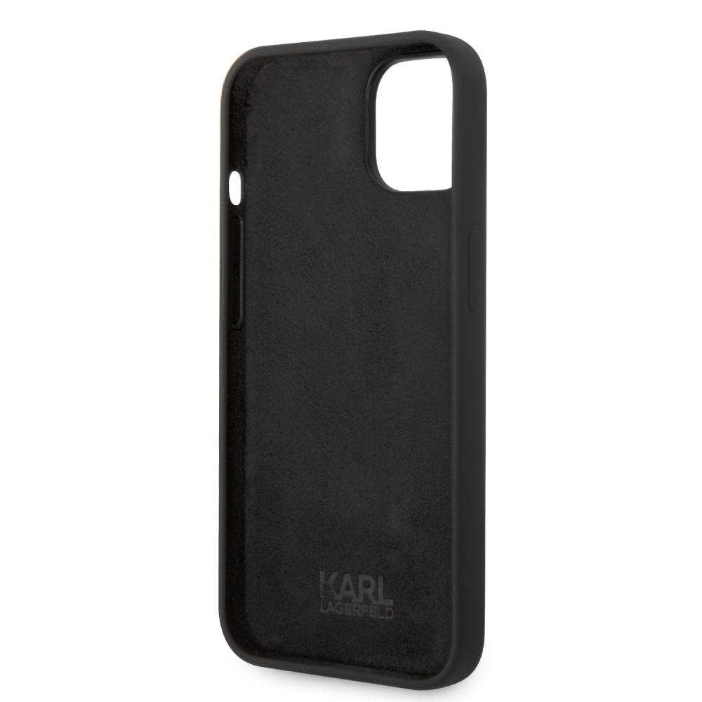 iPhone 14 Case Hülle - Karl Lagerfeld und Choupette Duo Soft-Touch-Silikon - Schwarz