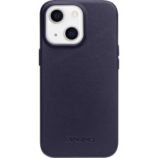 Coque iPhone 14 Plus - Qialino cuir véritable (compatible MagSafe) - Bleu foncé