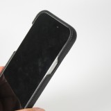 Coque iPhone 14 - Premium cuir véritable de luxe avec lanière en cuir réglable et amovible + MagSafe - Noir