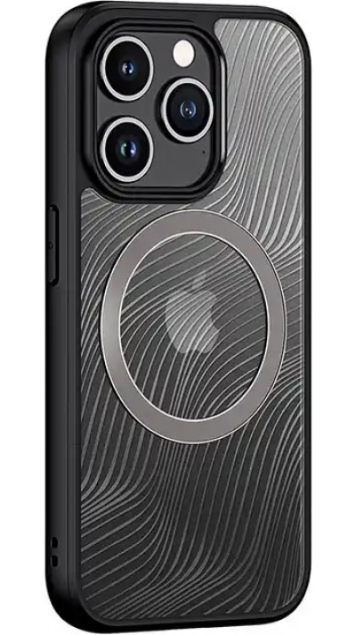 Coque iPhone 14 Pro - Bumper vagues transparentes Clear Waves avec MagSafe - Noir