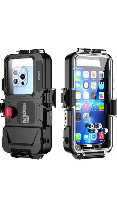 iPhone Case Hülle - Wasserdichtes Schutzcover zum Schnorcheln und Tauchen bis 30M Military grade Alle iPhones - Schwarz