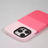 iPhone 13 Pro Max Case Hülle - Stylisches tricolor Cover mit Leder-Look - Rosa