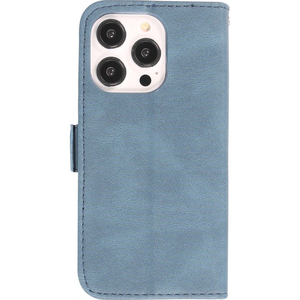 Coque iPhone 14 Pro Max - Flip Géometrique - Bleu complet
