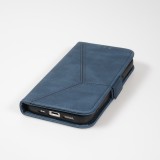 Coque iPhone 14 Pro Max - Flip Géometrique - Bleu complet