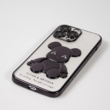 Coque iPhone 14 Pro Max - Gel Dead bear paillettes 3D avec bords noir - Transparent