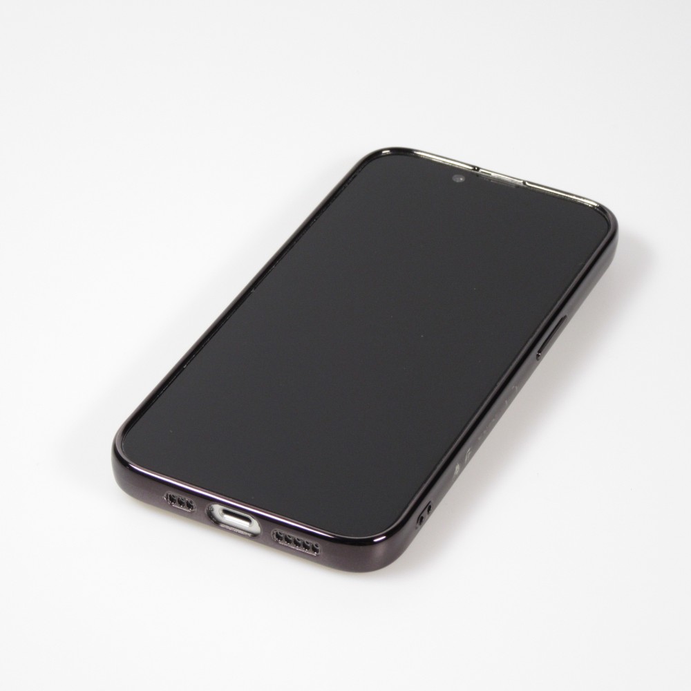 Coque iPhone 14 Pro Max - Gel Dead bear paillettes 3D avec bords noir - Transparent