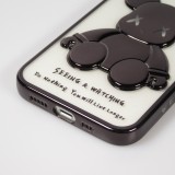 Coque iPhone 14 Pro Max - Gel Dead bear paillettes 3D avec bords noir - Transparent