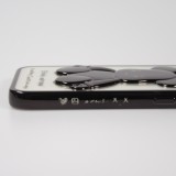 Coque iPhone 14 Pro Max - Gel Dead bear paillettes 3D avec bords noir - Transparent