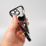 Coque iPhone 14 Pro Max - Gel Dead bear paillettes 3D avec bords noir - Transparent