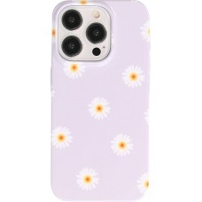 Coque iPhone 15 Pro Max - Plastique glossy petits fleurs - Violet clair