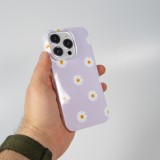 Coque iPhone 15 Pro Max - Plastique glossy petits fleurs - Violet clair
