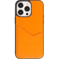 Coque iPhone 14 Pro Max - Gel silicone brillant Haze porte-carte - Orange