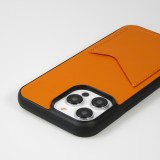 Coque iPhone 14 Pro Max - Gel silicone brillant Haze porte-carte - Orange
