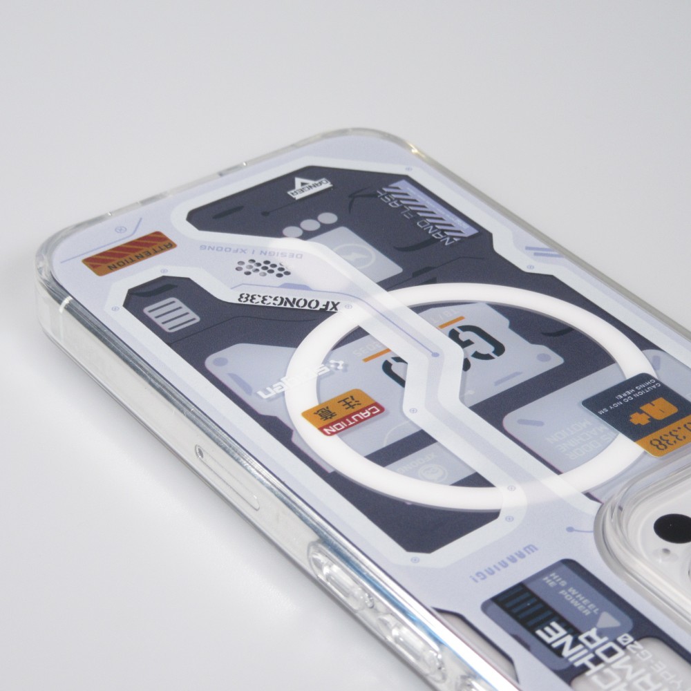 Coque iPhone 14 Pro Max - Gel silicone Machine Armor Type-G20 MagSafe - Bleu clair