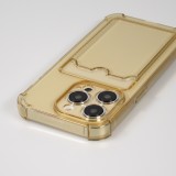 Coque iPhone 14 Pro - Gel silicone bumper super flexible avec porte-carte transparent - Or