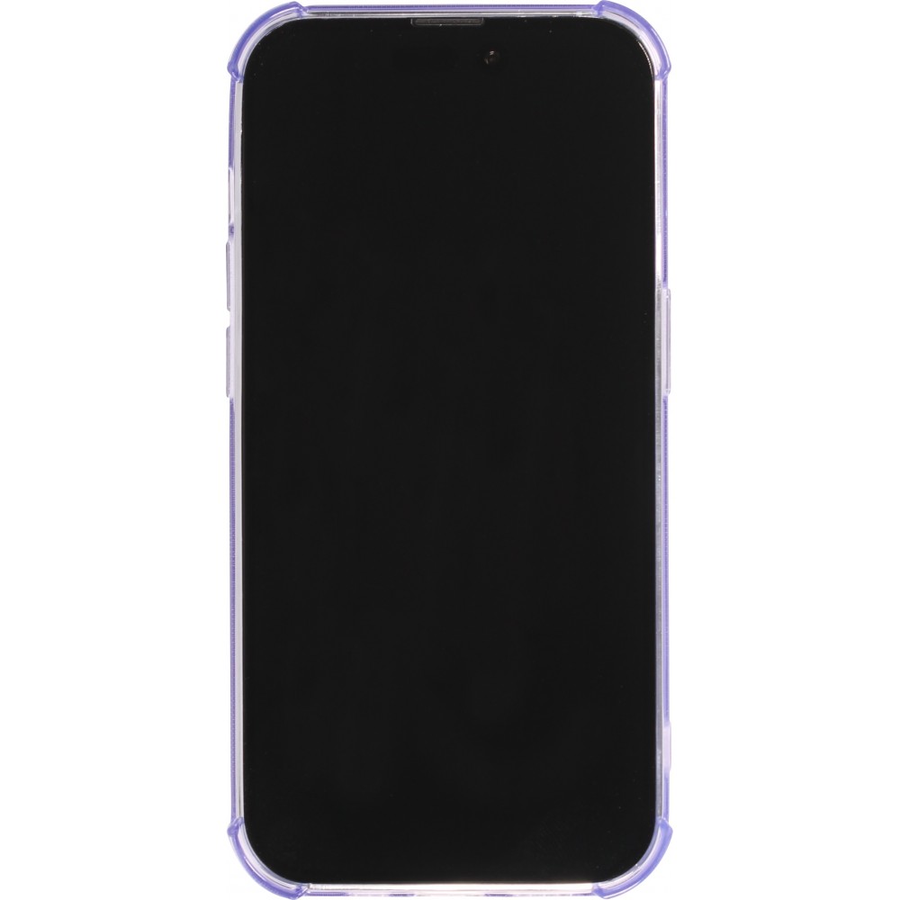 Coque iPhone 14 Pro - Gel silicone bumper super flexible avec porte-carte transparent - Violet