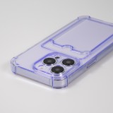 Coque iPhone 14 Pro - Gel silicone bumper super flexible avec porte-carte transparent - Violet