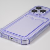 Coque iPhone 14 Pro - Gel silicone bumper super flexible avec porte-carte transparent - Violet