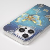 Coque iPhone 14 Pro Max - Gel silicone papillon scintillant - Bleu