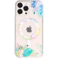 Coque iPhone 16 Pro Max - Gel silicone rigide avec MagSafe fleurs de printemps - Transparent