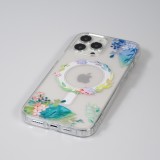 Coque iPhone 16 Pro Max - Gel silicone rigide avec MagSafe fleurs de printemps - Transparent